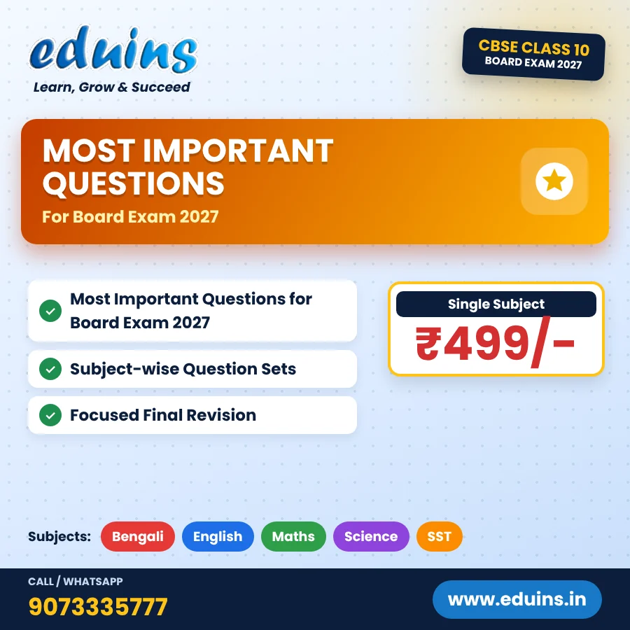 Most Important Questions for CBSE Class 10 Board Exam 2027 – Eduins poster